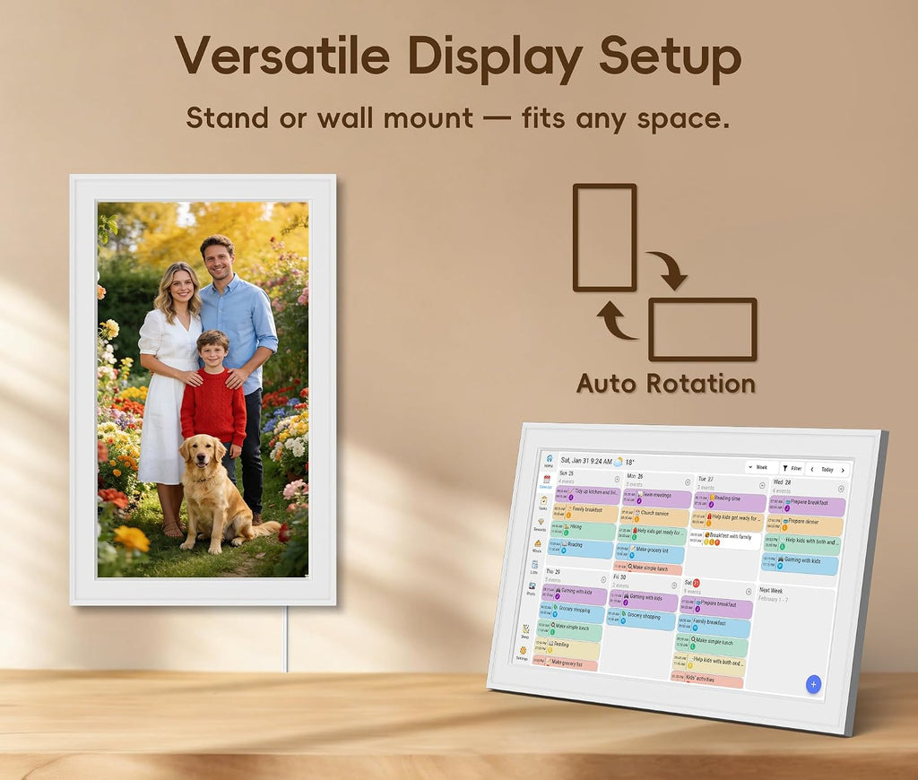 Digital Calendar, 15.6-inch Smart Family Calendar with Touch Screen, No Subscription, Family Wall Planner & Chore Chart, Interactive HD Display for Family Schedules, Meal Planning, Photo Display, Desktop & Wall Mount