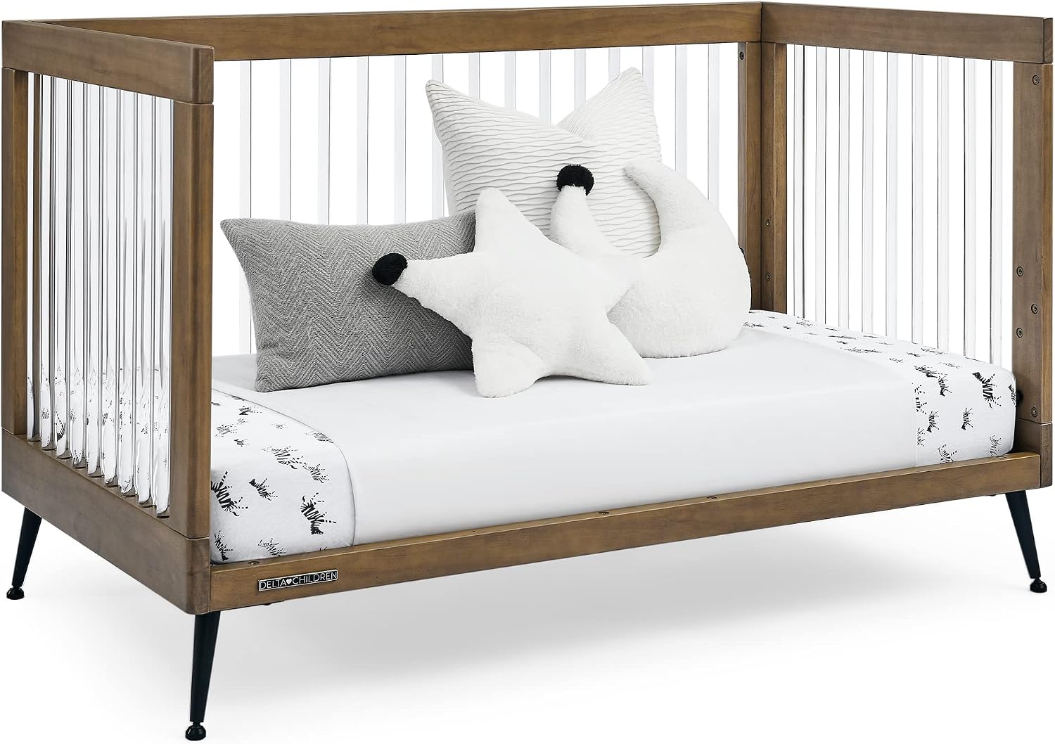 Delta Children Sloane 4-in-1 Acrylic Convertible Crib - Greenguard Gold Certified, Acorn/Matte Black