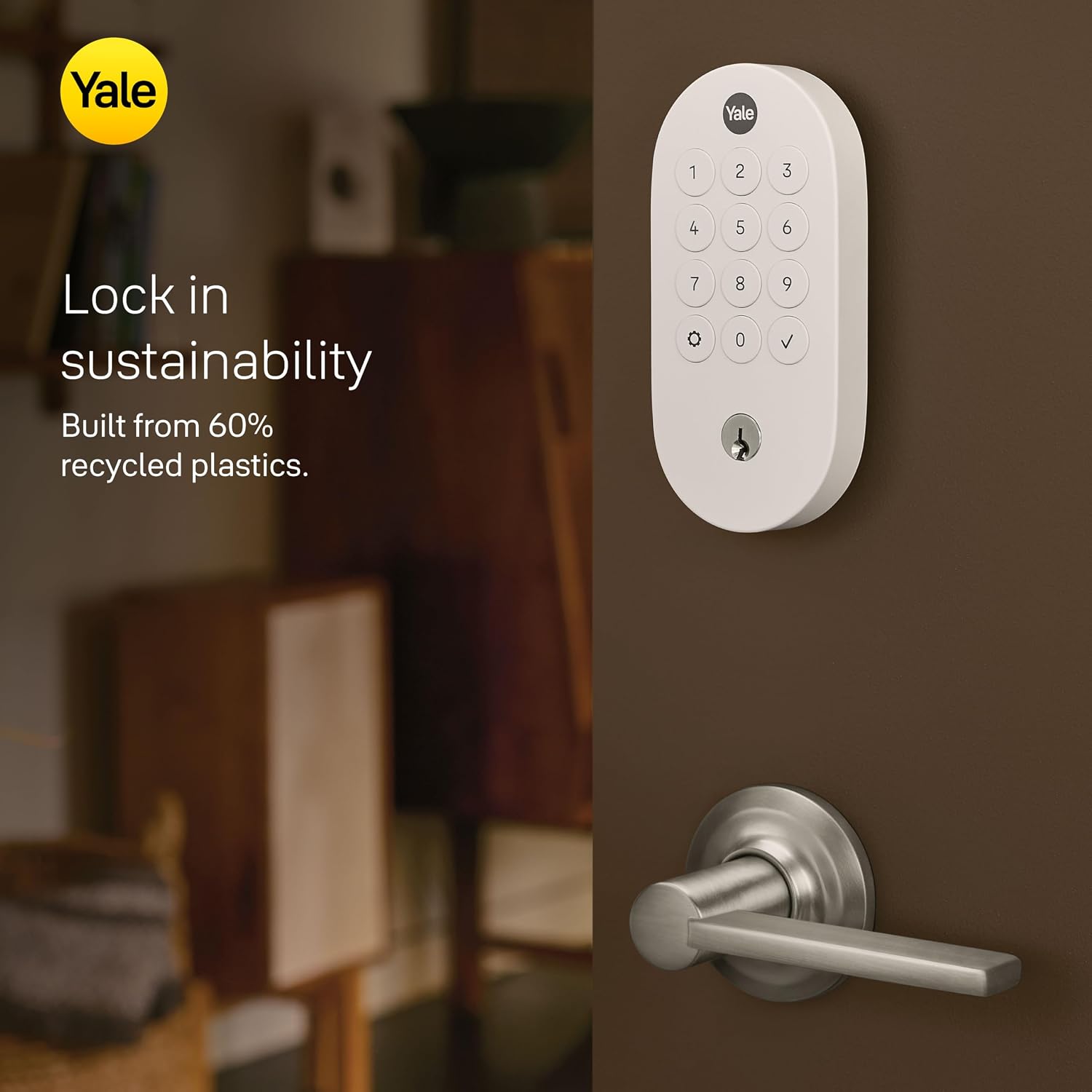 Yale Snow Keyed Deadbolt Smart Lock with Google Matter, YRD510-MT1-SNW