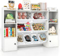 Costzon Kids Toy Storage Organizer w/ 8 Bins, Wooden Toddler Bookcase w/Open Shelves & Cabinet, Multifunctional Toy Storage Cabinet for Kids Room, Nursery & Playroom
