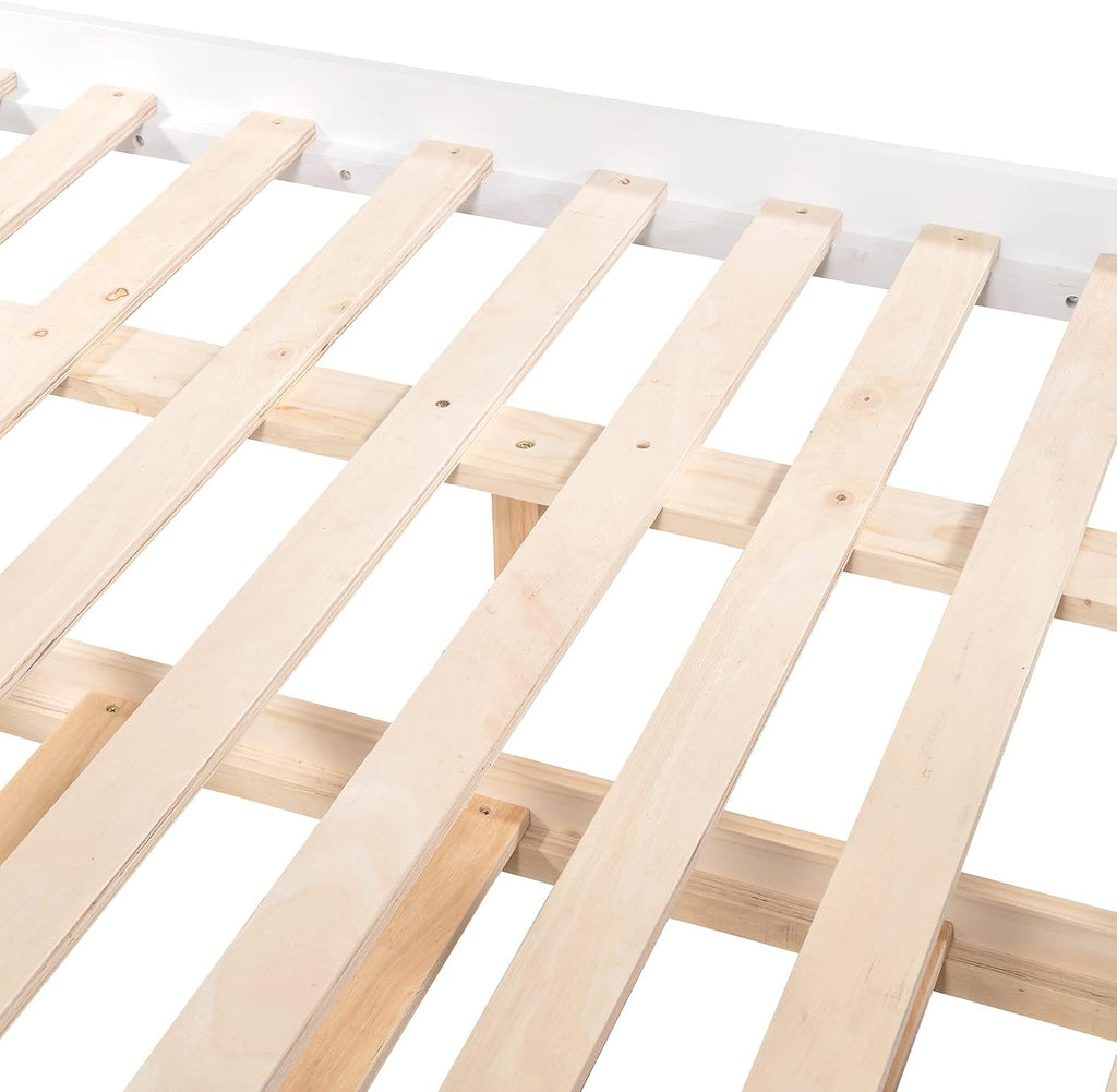 SOFTSEA Solid Wood Bunk Bed Full Over Full, Convertible to 2 Beds, Modern Bunk Bed with Headboard and Footboard, White