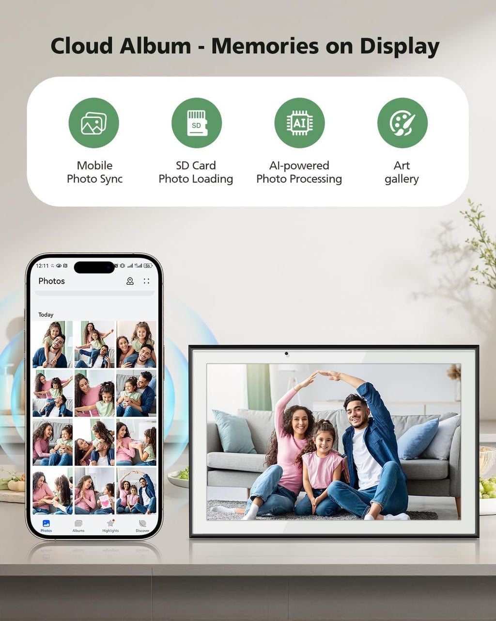 15.6 Inch Digital Calendar Chore Chart, Smart Digital Calendar Wall Planner Picture Frame with HD Touch Screen, Desk & Wall Mount Planner for Family Schedules(Black)