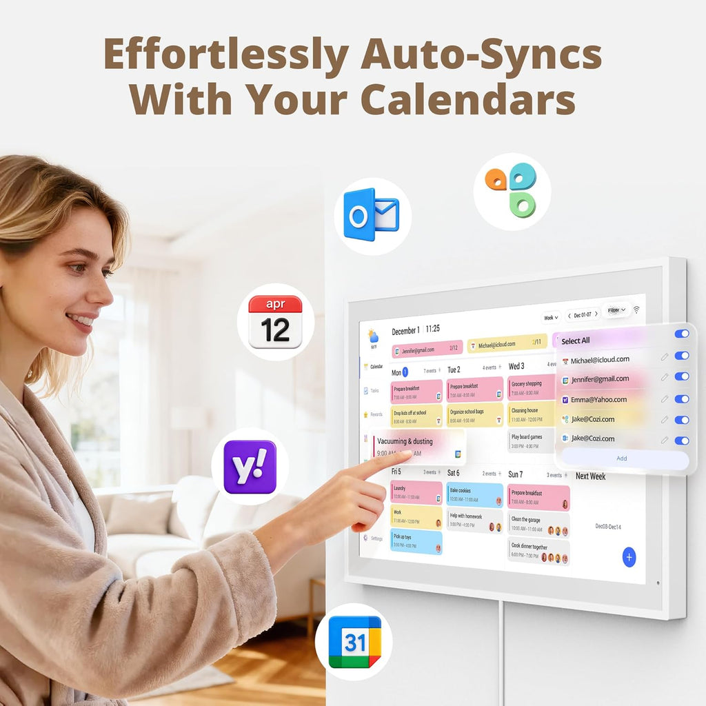 Dragon Touch 21.5' Digital Calendar Chore Chart – 1080P Full HD Interactive Touchscreen, Smart Family Planner, Hearth Display Digital Calendar Wall & Desk Mountable for Seamless Scheduling