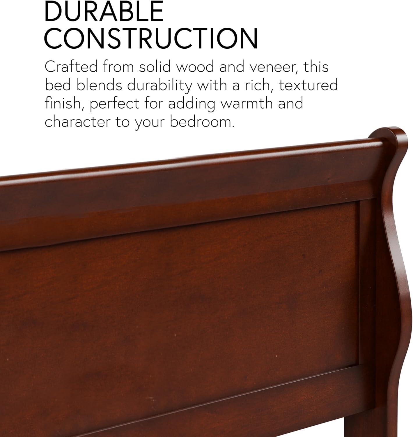 Furniture of America Arabella Traditional Wood Full Bed Frame with Headboard and Footboard, Elegant Sleigh Design Bedframe for Bedroom, Guest Room, Easy Assembly, Box Spring Required, Black