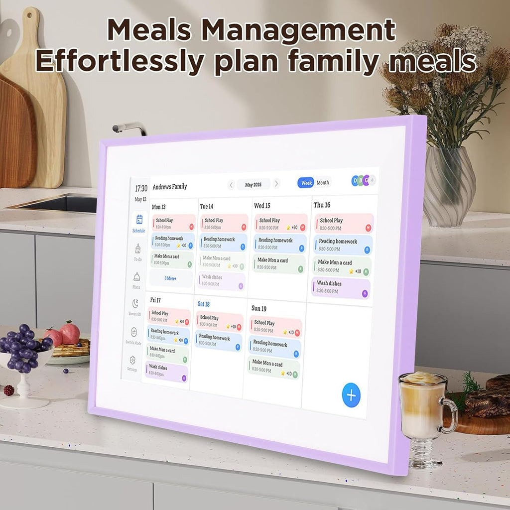 Sorandy 10.1 Inch Smart Digital Calendar, LCD WiFi Touchscreen Interactive Display Smart Family Planner with Chore Chart Meal Plan Electronic Photo Frame for Office Schedules