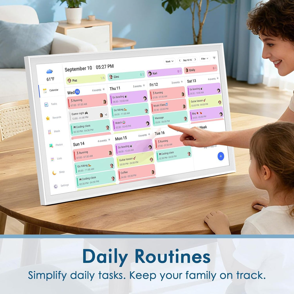 27' Digital Calendar Electronic Planner with IPS Display for Home & Office | Family Organizer Wall Mount, Portrait or Landscape, Weekly & Monthly Schedule, Gift for Mom