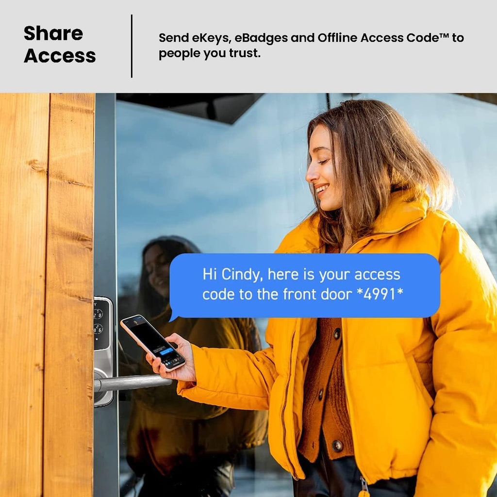 Lockly Secure Plus, Bluetooth Smart Door Lock, Keyless Entry Door Lock with Handle, PIN Genie® Keypad, 3D Biometric Fingerprint Sensor, Auto Lock