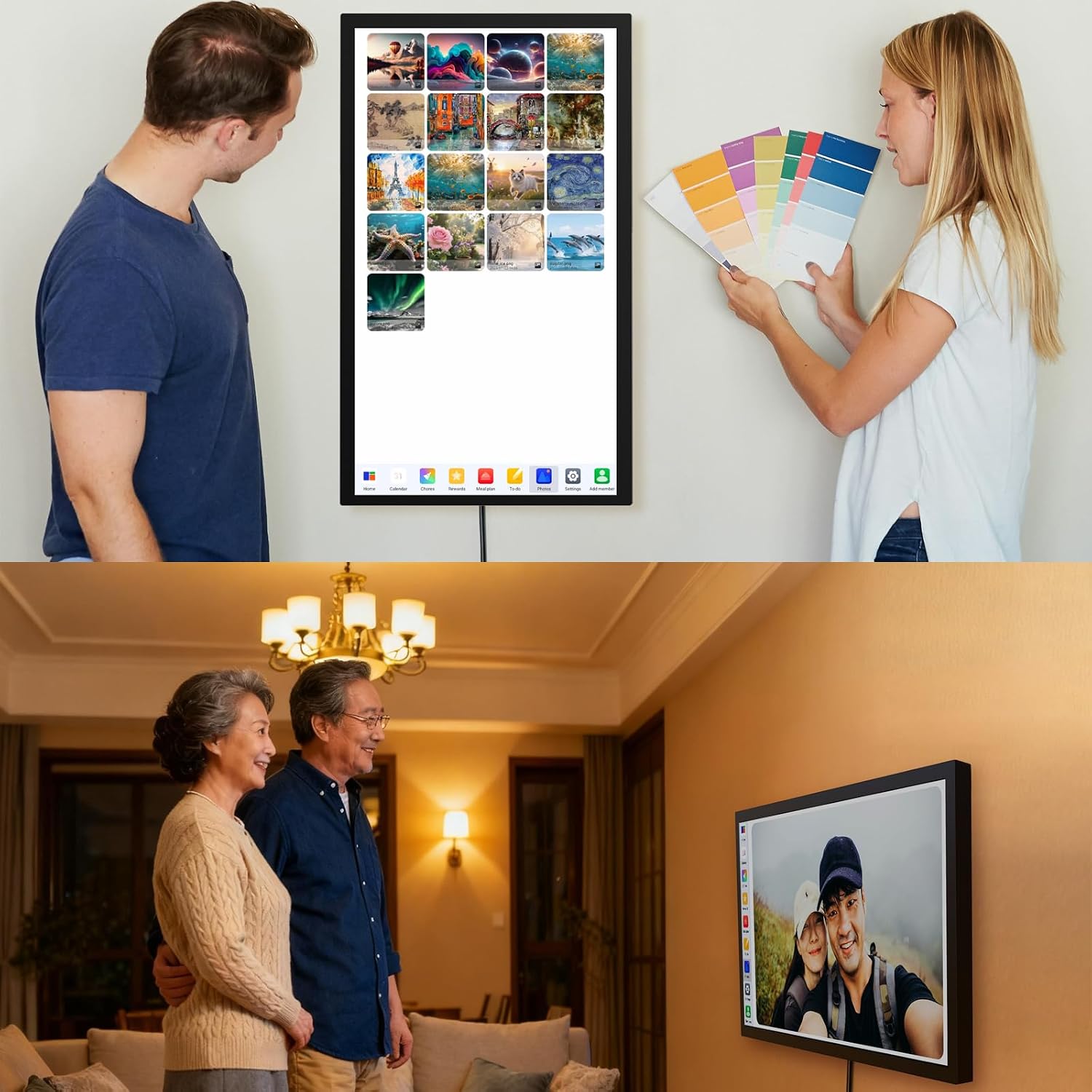 32' Smart Digital Calendar Wall Touch Screen, No Subscription Family Dashboard, IPS FHD Interactive Touchscreen Display, Digital Calendar- Chore Chart, Meal Planner, Support App Store Wall Mount