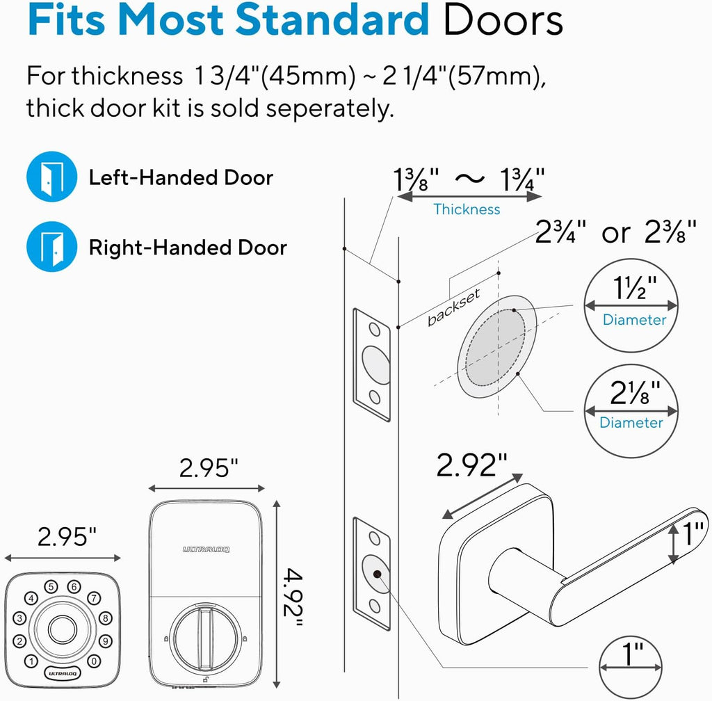 ULTRALOQ U-Bolt Pro WiFi Smart Lock with Handle, Fingerprint Keyless Entry Door Lock Set with Lever, Smart Deadbolt Locks for Front Door, Auto-Lock, Auto Unlock, App Remote Control, ANSI Grade 1