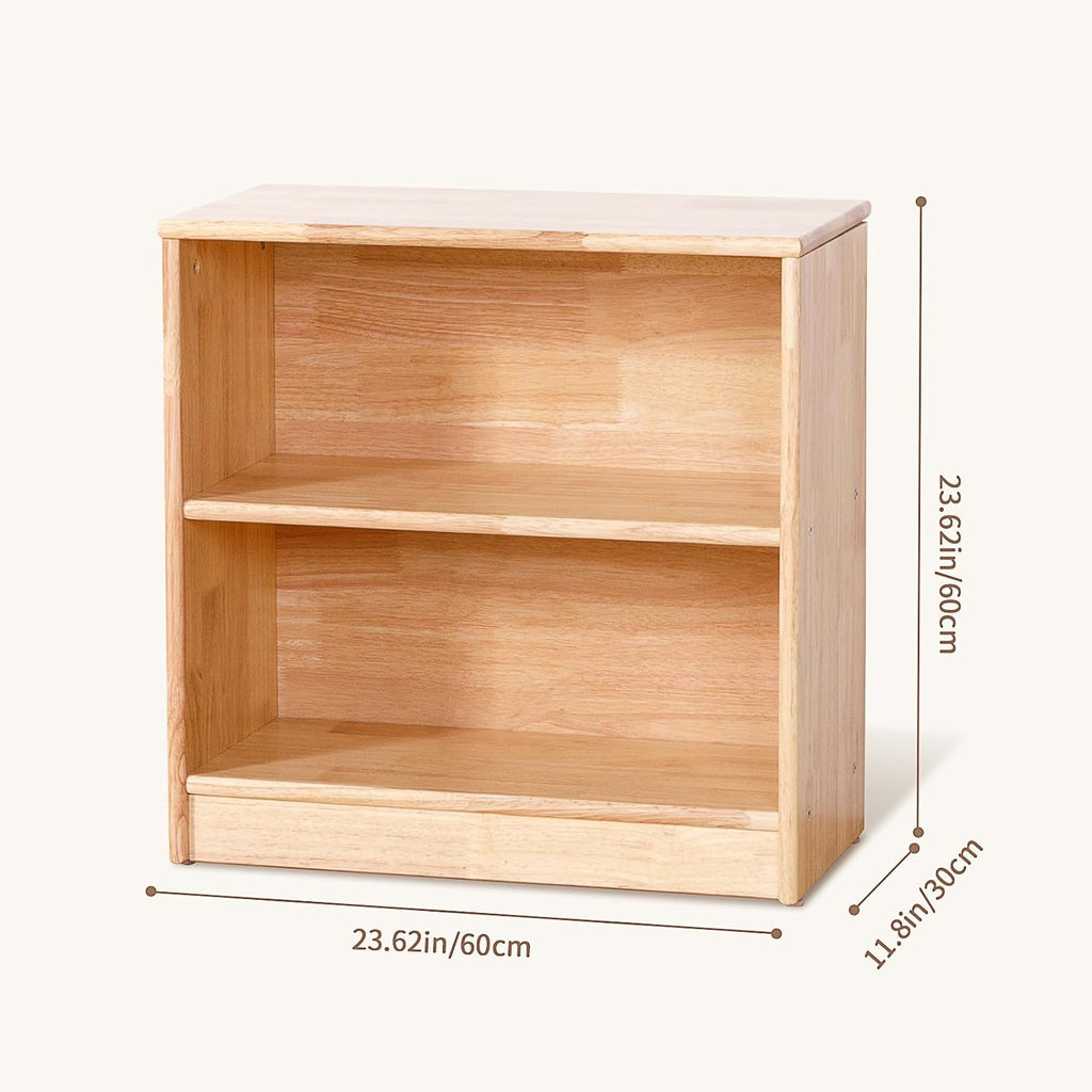 OOOK Rubber Wood Montessori Shelf and Toy Storage, 23.6' L, Compact Toddler Bookshelf for Small Space, Solid Wood Storage Cabinet Shelves for Classroom, Kindergarten, Kids Room, Playroom
