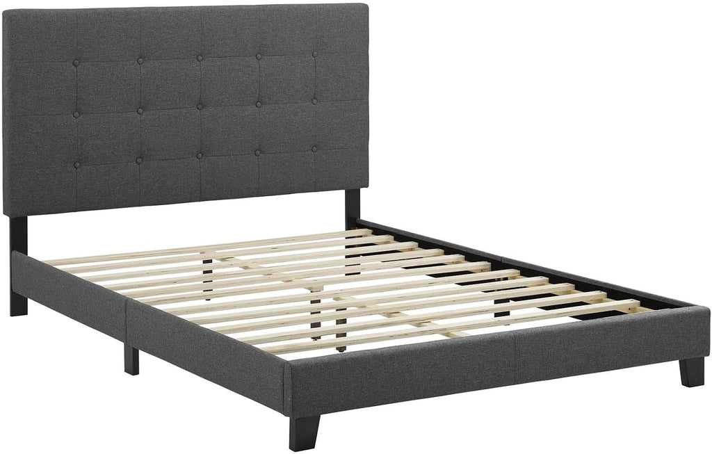 Modway Melanie Tufted Fabric Upholstered Full Platform Bed in Gray