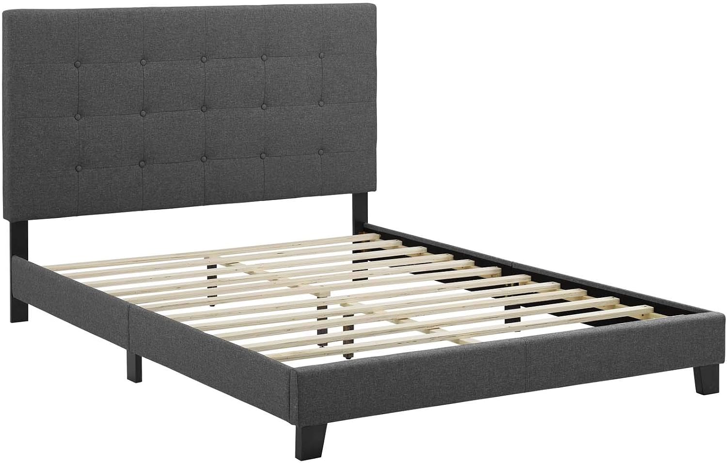 Modway Melanie Tufted Fabric Upholstered Full Platform Bed in Gray
