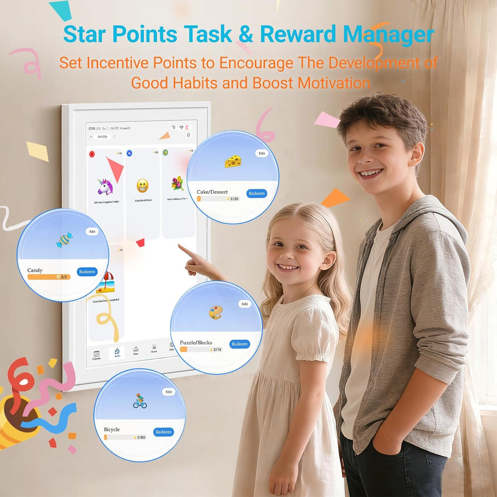 TRVL FIELDER Digital Calendar Wall Touch Screen, 15.6' Smart Electronic Family Interactive Display, No Subscription Electric Organizer & Planner for Schedules, Chore Chart, Picture Frame with Stand
