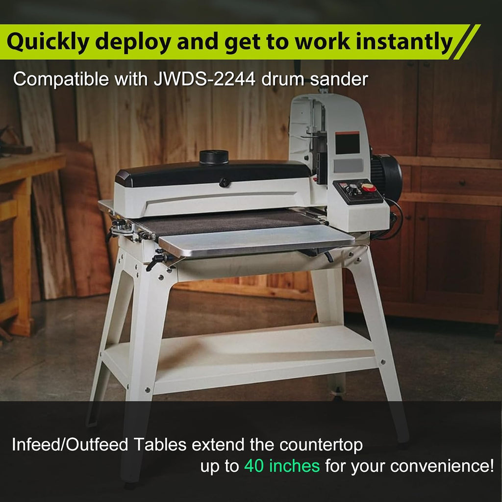 Folding Infeed/Outfeed Tables,For Compatible with JWDS-2244 Drum Sander,22-inch Desktop-Drum Sander Infeed Outfeed Effortless,Efficient Work, Easy As Well,Compatible with Part Number: 723541