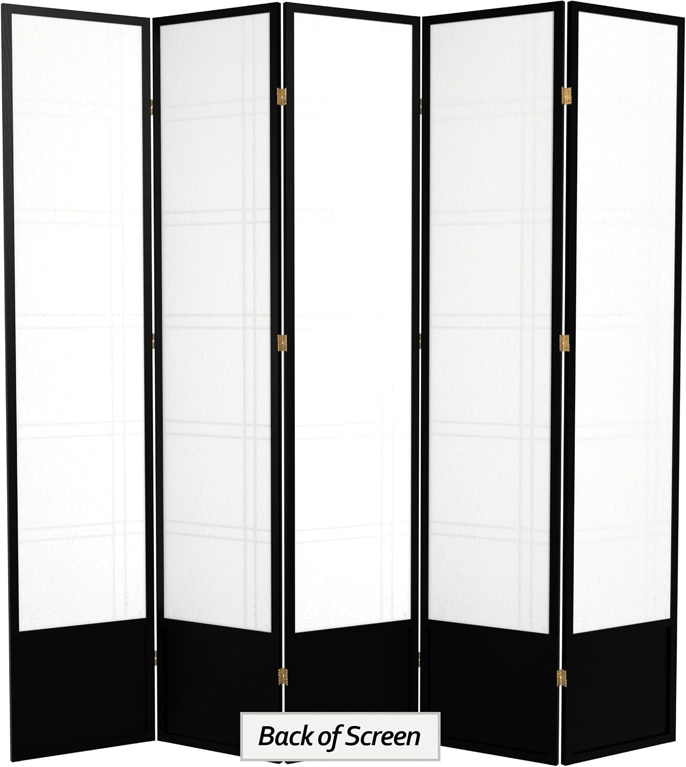 Red Lantern 7 ft. Tall Double Cross Shoji Screen - Black - 5 Panels