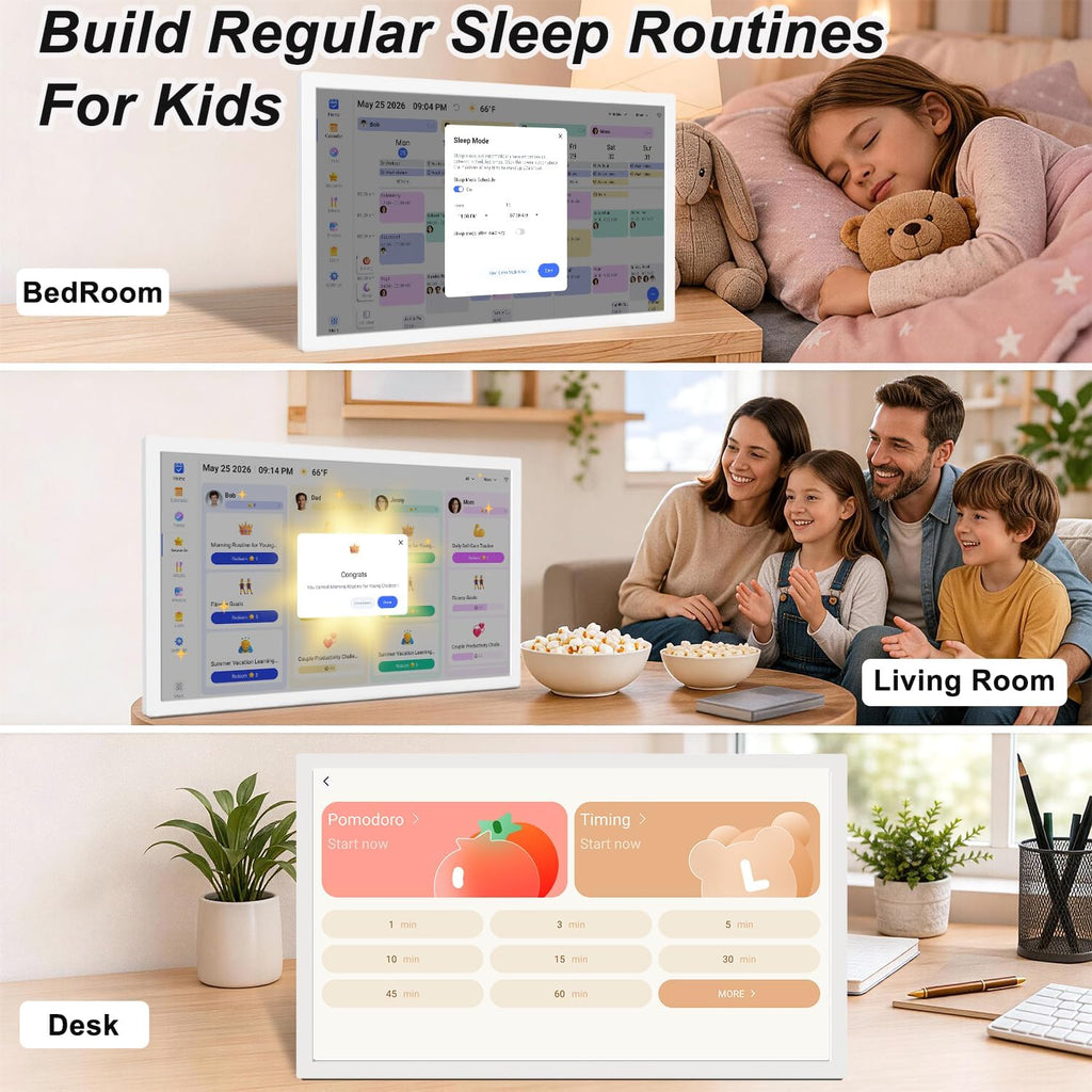 27-inch Digital Calendar Wall-Touch-Screen Whiteboard - Electronic Calendar for Business Schedule, No Subscription, Star Rewards, Chore Charts, Sync Online Calendar, Gift for Mom Dad, White