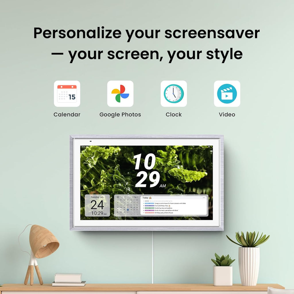 Apolosign 15.6-inch Digital Family Calendar, No Subscription Fee, Smart Wall Planner with Calendar Sync, Chore Chart & Touchscreen Display for Busy Families, Dual Mode, with Stand (Gray)