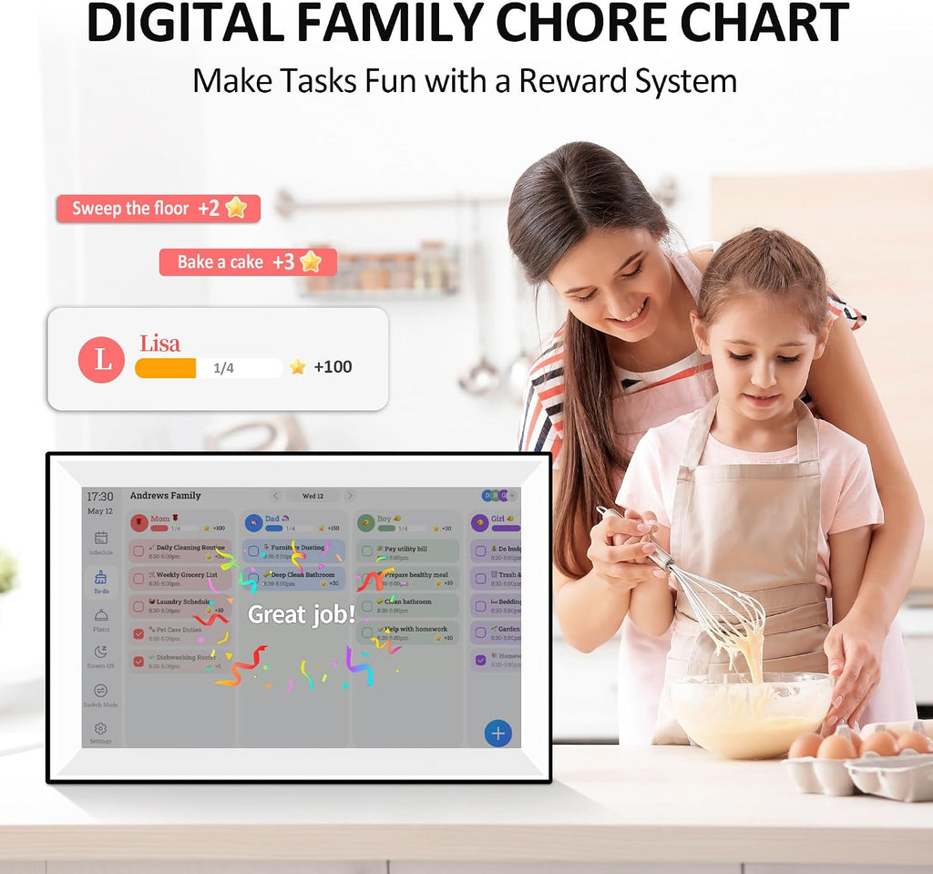 15.6' Smart Digital Calendar Planner,Touchscreen Interactive Display for Family Schedules, Achievement Rewards, Meal Planning,Digital Picture Frame, FHD 1080p Wall-Mountable Home Hub