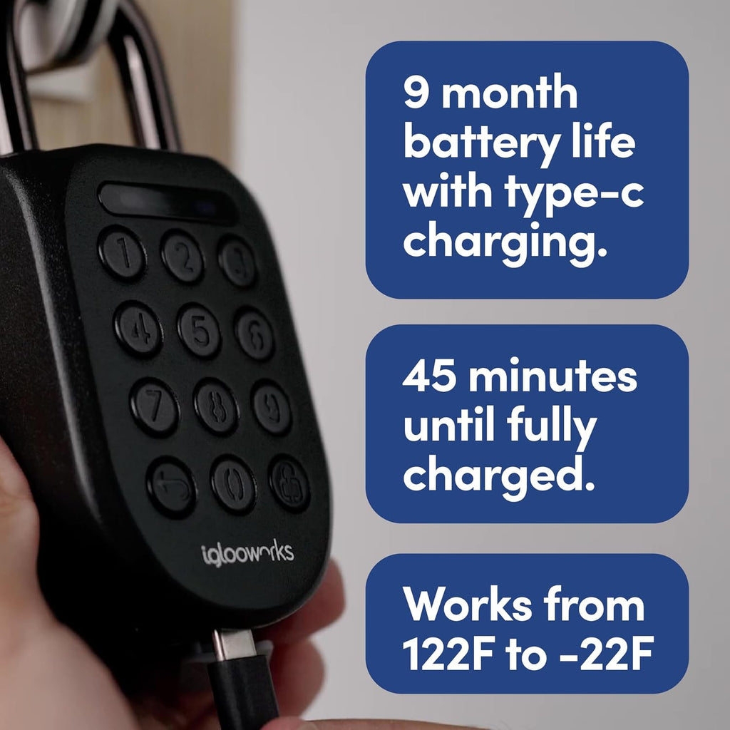 igloohome New Rugged Outdoor Smart Padlock 2E (SP2E) – Manage Access Remotely with Mobile App (iOS/Android) & Dashboard – No WiFi Needed, CEN-3, IK-09 Certified, IP68 Waterproof & 2-yr Warranty