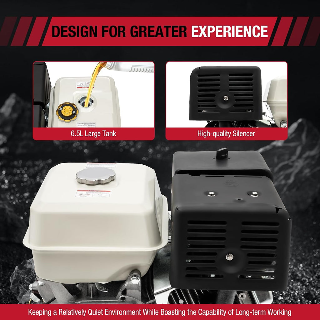 Gas Engine 15HP, 420CC Gas Powered 4 Stroke Multi-Use Engine Pull Start Air Cooled (15HP, 420CC, Red)