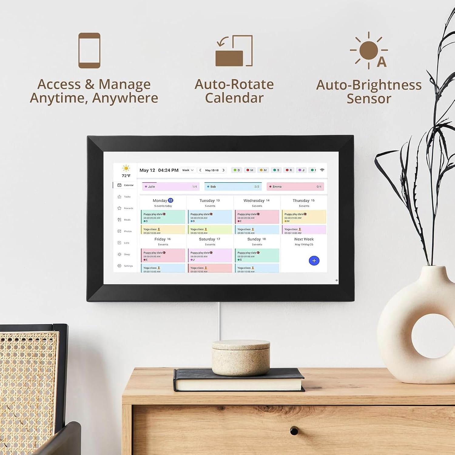 15.6 Inch Smart Display Calendar Touchscreen Digital Calendar Planner 1080P HD WiFi Sync Family Wall Interactive with APP Photo Frame Stand for Home Office Kitchen (3#)