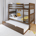 Max & Lily Bunk Bed, Twin-Over-Twin Bed Frame for Kids with Trundle, Walnut
