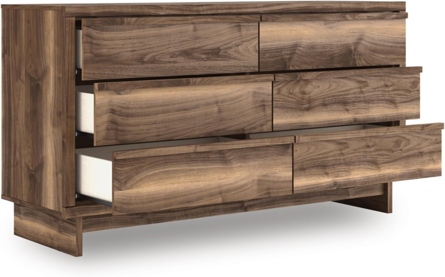 Signature Design by Ashley Darcalli Retro 6 Drawer Dresser with Easy Glide and Safety Stop, Brown