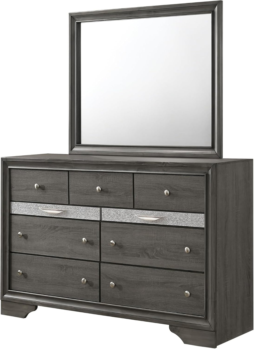 Traditional Style Full 4 Piece Storage Bedroom Set Made with Wood in Gray