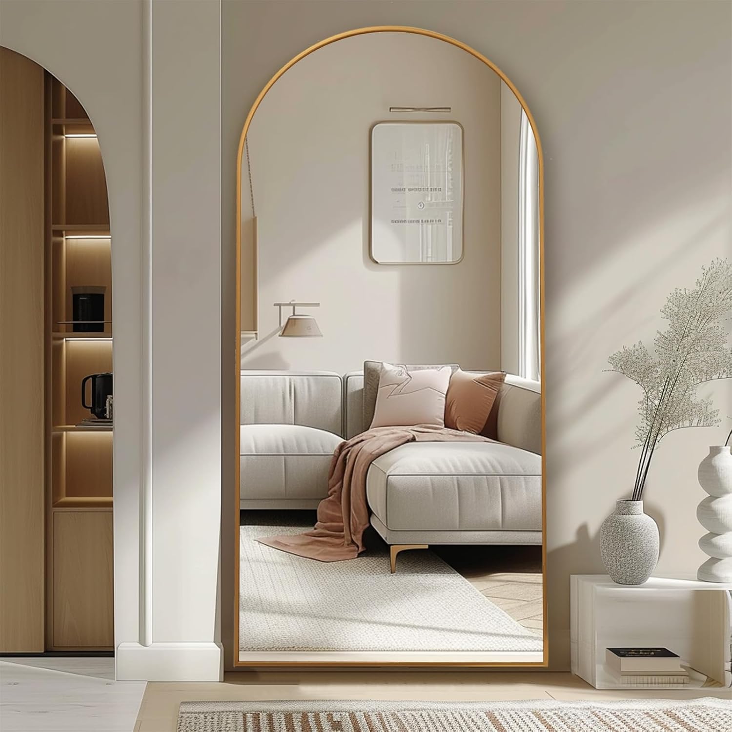 Beauty4U 71' x 32' Arched Full Length Mirror, HD Tempered Glass Floor Mirror with Gold Aluminum Frame, Standing/Leaning/Wall Mounted Mirror for Bedroom, Dressing Room & Living Room