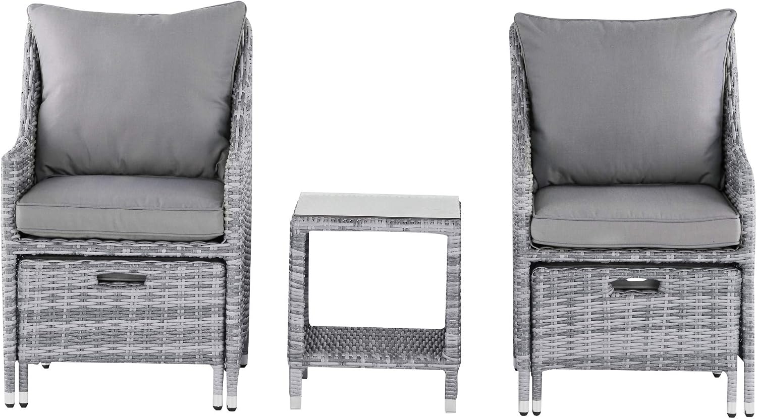 Elle Decor Vallauris Patio Outdoor Furniture Collection, Premium All Weather Wicker, 5 Piece Non-Reclining Set, Gray