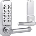 MX400 14 Digit Keypad Mechanical Door Lock Lever Set - 60mm Latch for Residential Gates or Doors - Fits Standard 2 1/8' USA Door Holes - Not a Deadbolt Satin Chrome