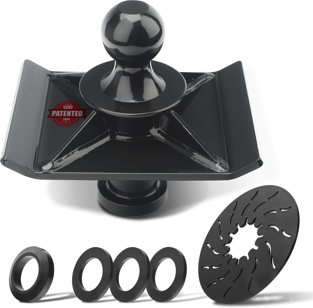 30K Lbs 5th Wheel to Gooseneck Ball Adapter | 2' Kingpin, Fits Pickup 5th Wheel Hitches | Replaces #2085295, 4PCS Anti-tilt PU Washer and 1PCS Lube Plate Included