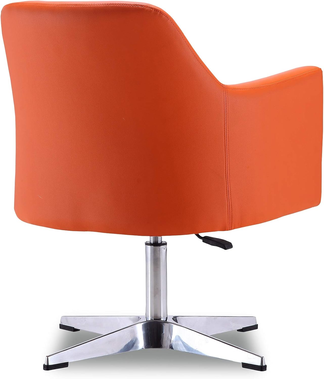 Manhattan Comfort Pelo Modern Swivel Accent Chair with 360° Turn, Adjustable Height, Faux Leather Upholstery & Chrome Base, Unique Tight Welded Construction, Set of 1, Orange