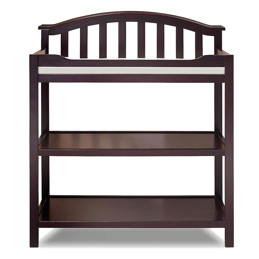 Sorelle Furniture Berkley Changing Table and Changing Pad, Dressing and Diaper Changing Table for Baby Room, Nursery Furniture for Infant -Espresso