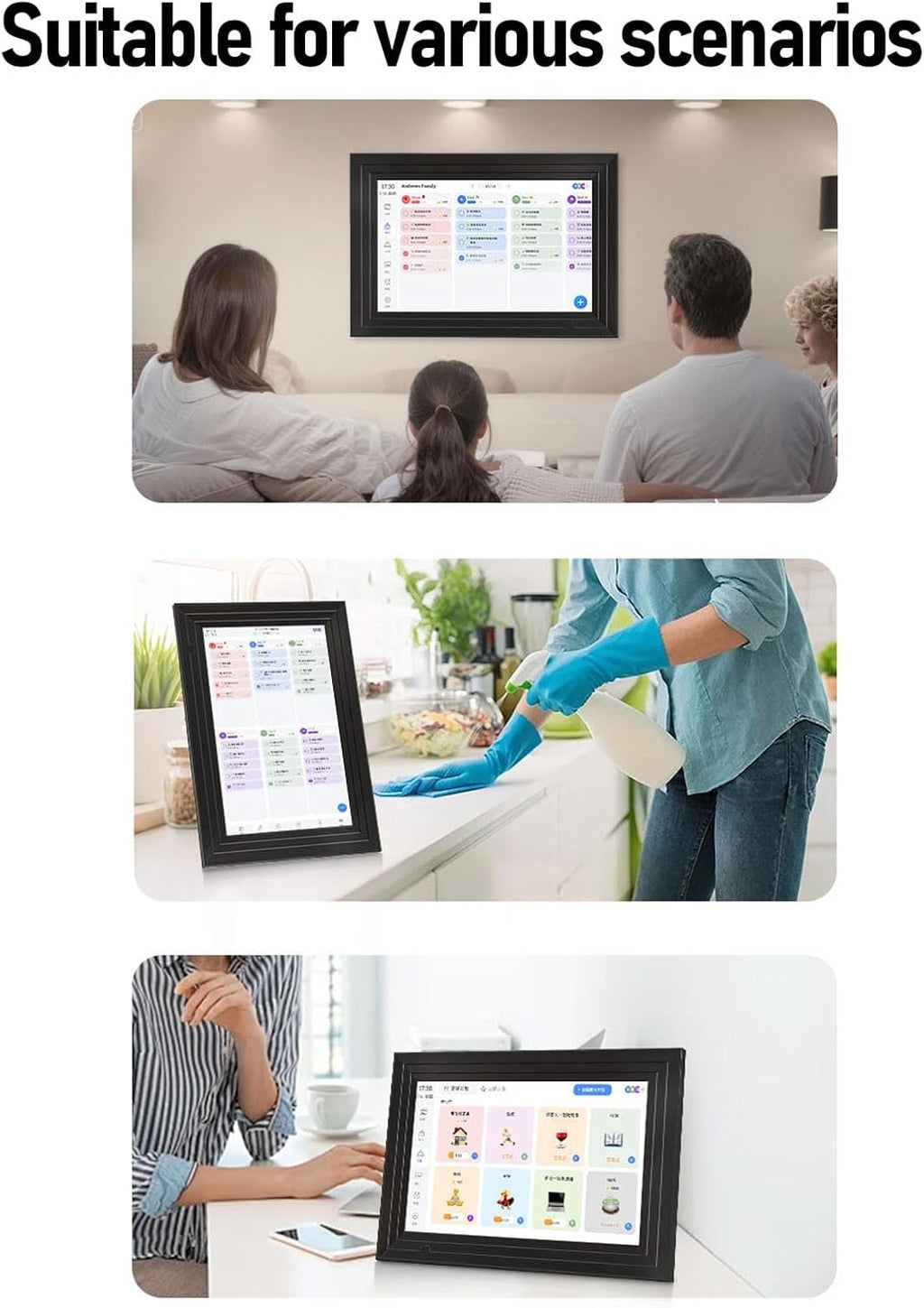 Cryfokt 10.1 Inch Smart Digital Calendar Planner and Chore Chart for Efficient Family Management, HD Touchscreen Interactive Display, Family Planner for Seamless Scheduling