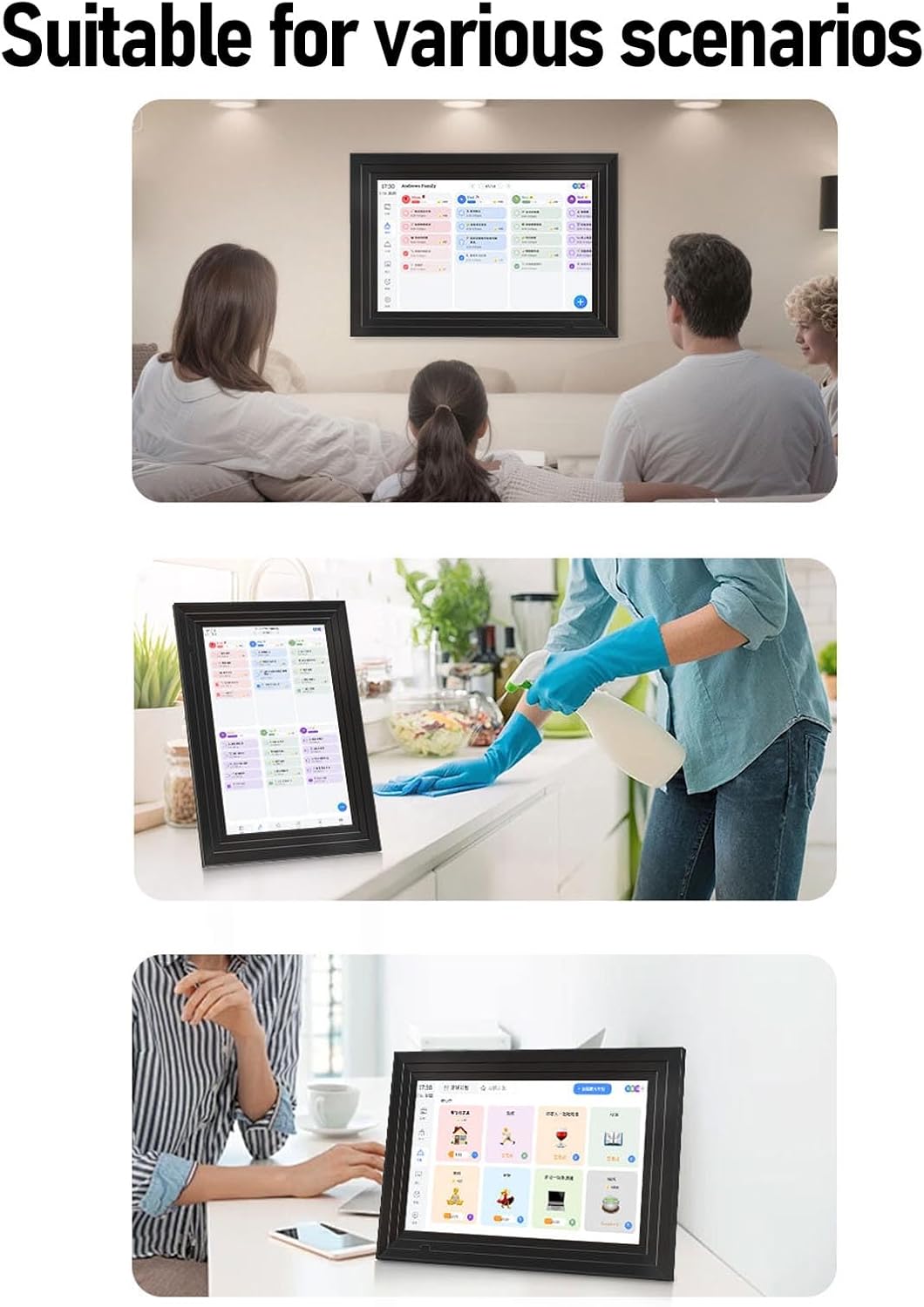 Cryfokt 10.1 Inch Smart Digital Calendar Planner and Chore Chart for Efficient Family Management, HD Touchscreen Interactive Display, Family Planner for Seamless Scheduling