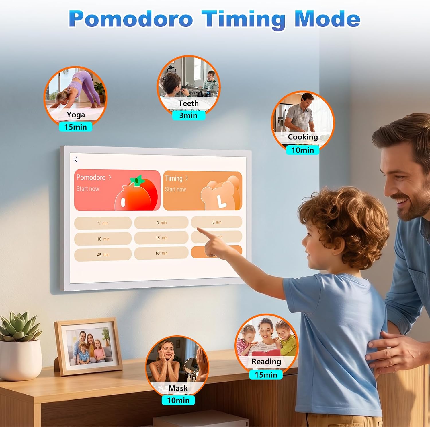 32-inch Digital Calendar Wall-Touch-Screen Whiteboard - Interactive Display Electronic Calendar Picture Frame, Star Reward, Chore Chart, No Subscription, Sync Online Cal, Gift for Family, White