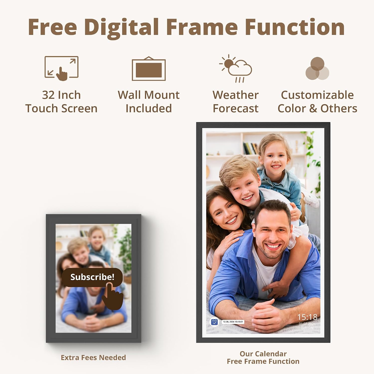 Dragon Touch 32' Digital Calendar Chore Chart – 1080P Full HD Interactive Touchscreen, Smart Family Planner, Hearth Display Digital Calendar Wall & Desk Mountable for Seamless Scheduling Black