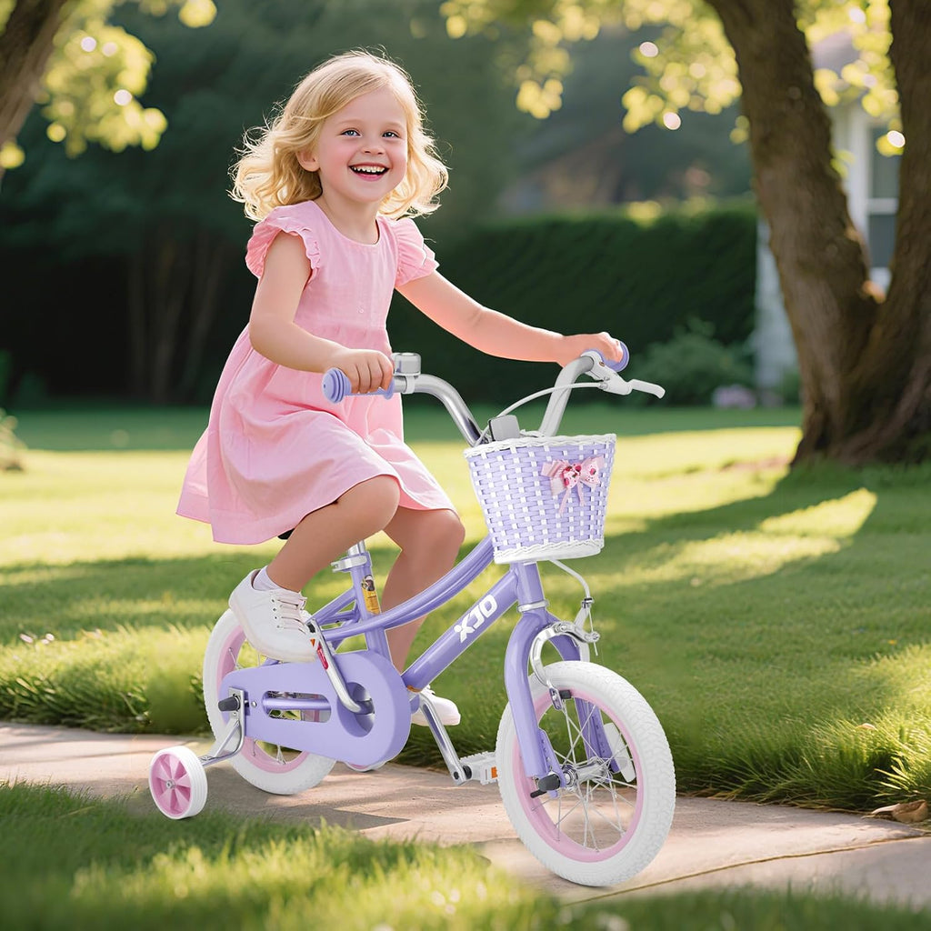 XJD Girls Bike for 2-12 Years Old Kids 12 14 16 20 Inch Toddler Bike,Retro Style Kids Bike with Training Wheels, 20 Inch Girl Bicycle with Kickstand
