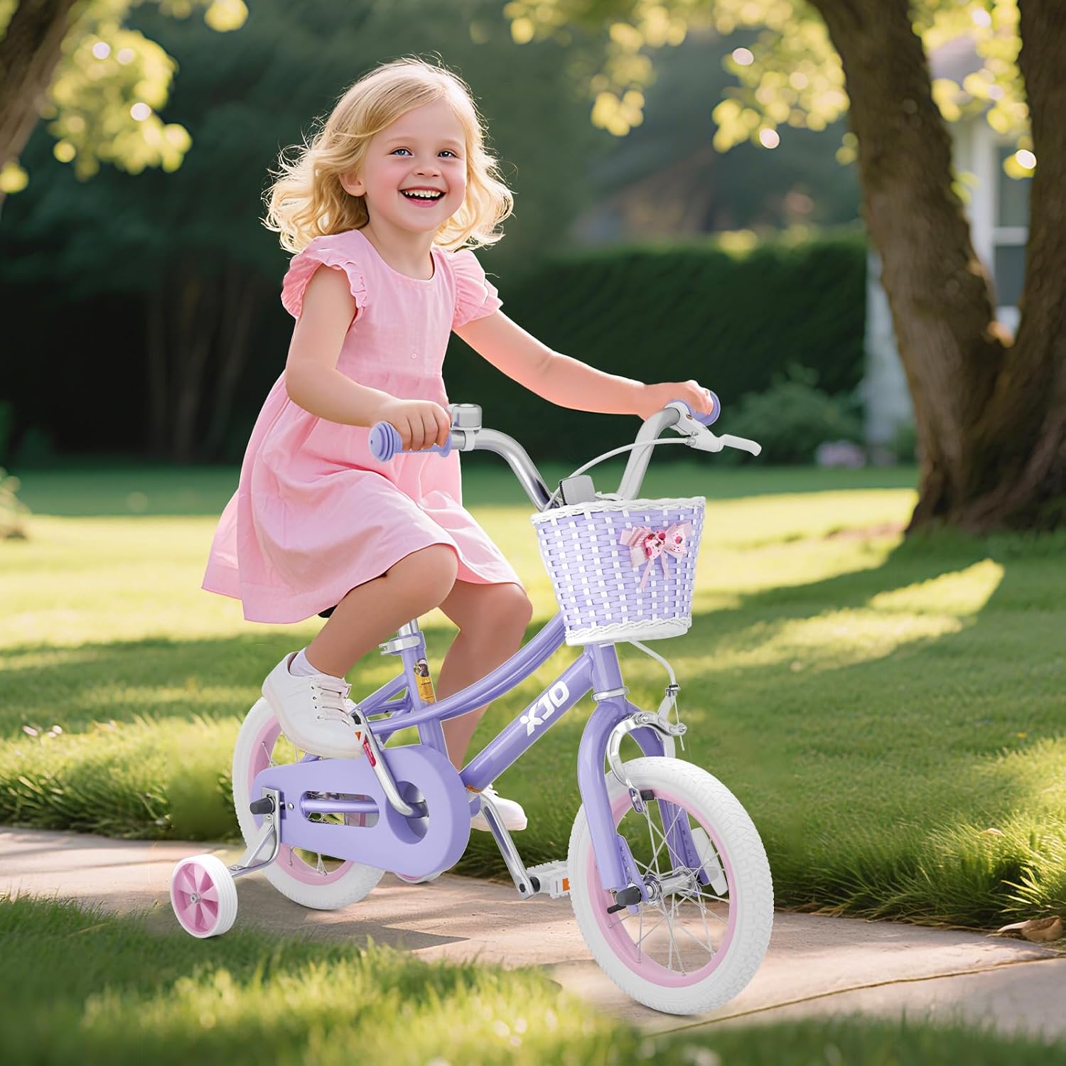 XJD Girls Bike for 2-12 Years Old Kids 12 14 16 20 Inch Toddler Bike,Retro Style Kids Bike with Training Wheels, 20 Inch Girl Bicycle with Kickstand