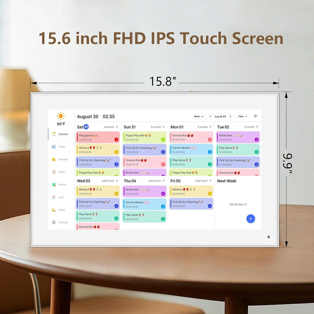 15.6 inch Digital Calendar & Chore Chart,Smart Touchscreen Interactive Display for Family Schedules, Wall & Desk Mountable, Digital Photo Frame Functon, Great for Organizing Your 2026Calendar