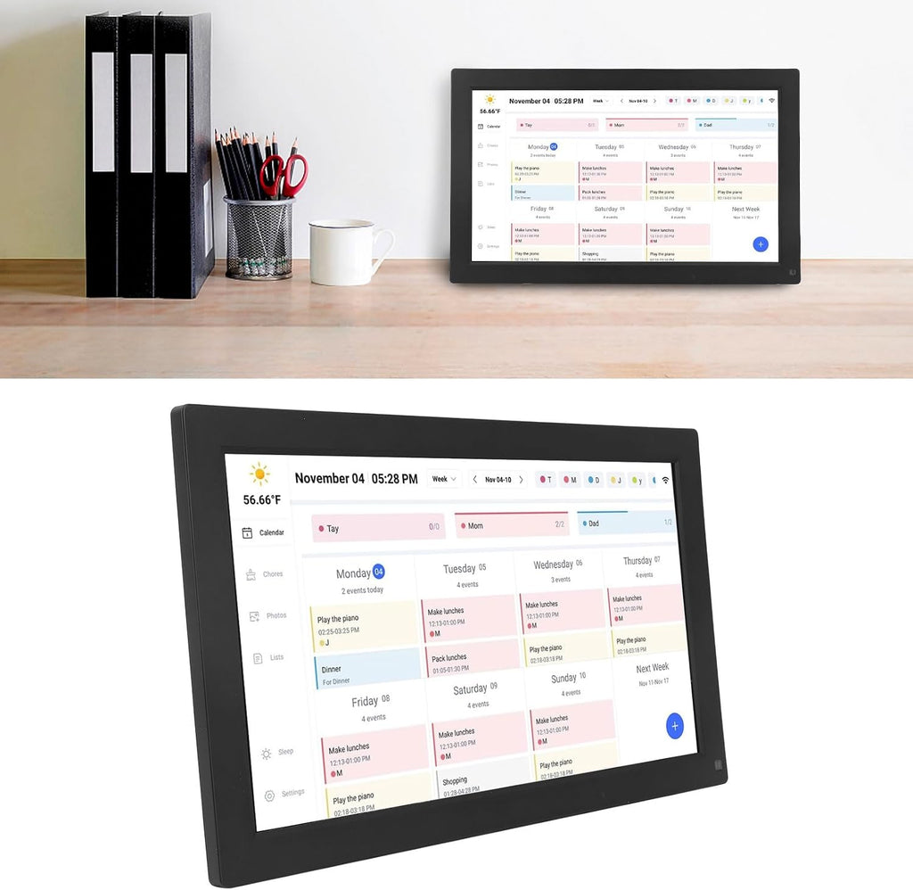 Diyeeni 15.6-inch Smart Digital Calendar, 1080P HD Touchscreen Family Organizer with Chore & Meal Planner App, Wall & Desk Mountable Digital Planner, 32GB for Photos (US)