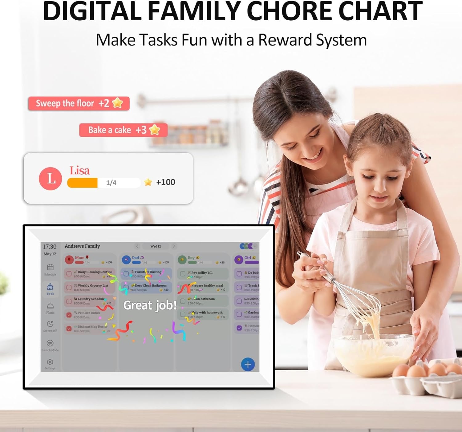 Dpofirs 15.6 Inch Digital Calendar, Wall Planner, Chore Chart, Family Schedules, for Organizing Calendar, Smart Touchscreen Interactive Display, for Home Wall or Desktop (white)