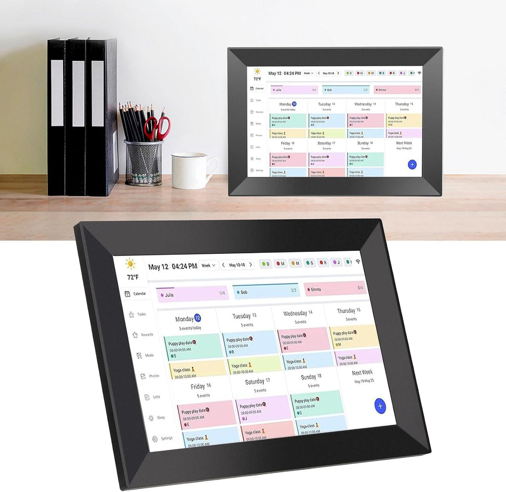 ciciglow Smart Digital Calendar, 10.1 Inch Wi Fi Electronic Wall Calendars Chore Chart, Interactive Touchscreen for Family Schedule Meal Planner, 32GB, Wall and Desk Mountable (US Plug)