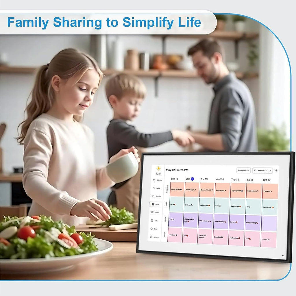 Bewinner 15.6' Smart Wall Calendar | 1080P Touchscreen with WiFi, Multi Account Sync & Digital Photo Frame (US Plug)