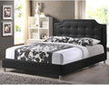 Baxton Studio Carlotta Modern Bed with Upholstered Headboard, Black, 47.5' x 56.89' x 82'