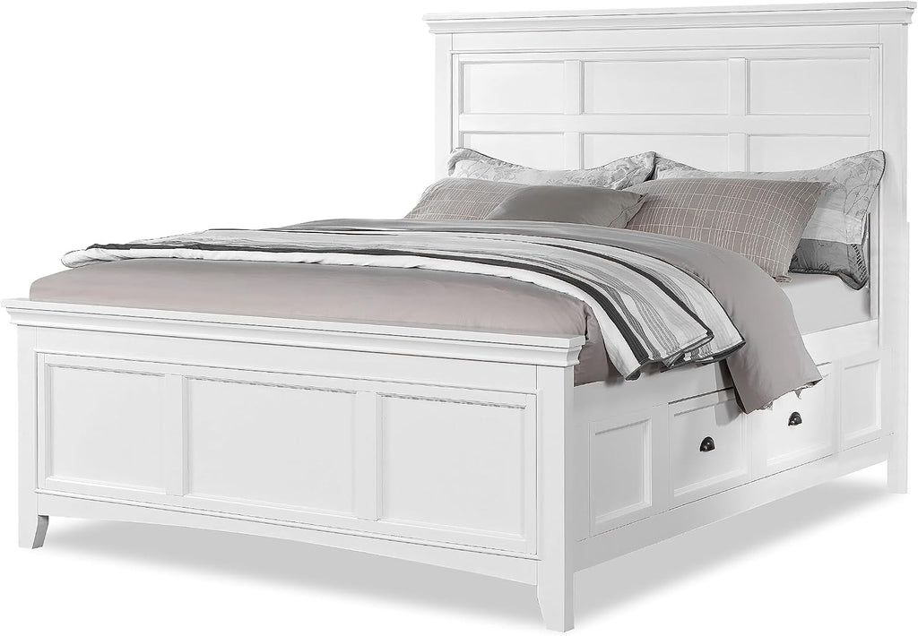 Furniture of America Zinnia Transitional Storage Wood 3-Piece Bedroom Set, Bed and 2 Nightstands, Full-Size, White