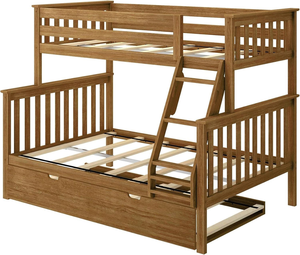 Max & Lily Classic Twin Over Full Bunk Bed, with Trundle, Pecan