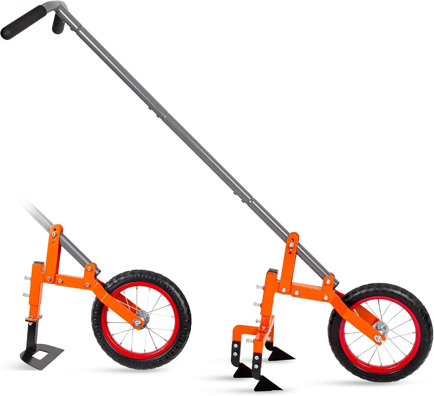 Walensee 2-in-1 Manual Wheel Hoe Garden Cultivator, Push Plow with Adjustable Long Handle 51.9–64.9 in, Dual Tools for Soil Loosening & Weeding, Heavy Duty Steel Frame, Lawn & Garden Tiller