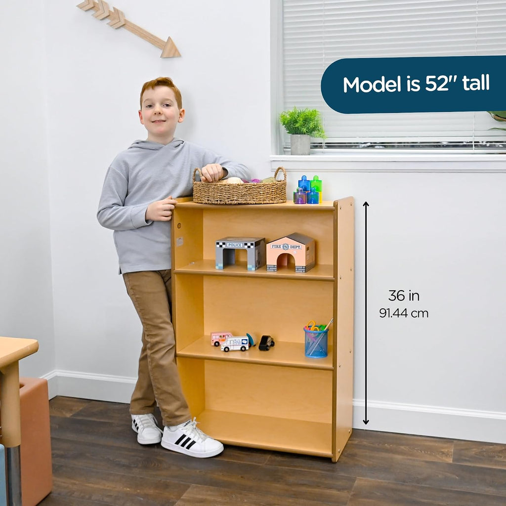 Children's Factory Value Line Narrow 3-Shelf Toddler Bookshelf and Toy Organizer Shelves for Daycare, Playroom, Preschool